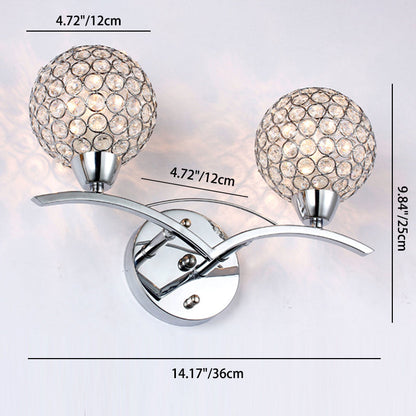 Scandinavian Base Iron Crystal 1/2 Light Wall Sconce Lamp