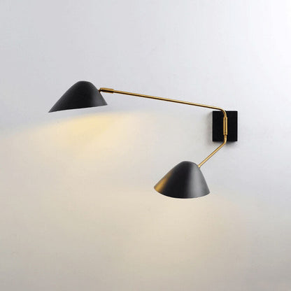 Light Iron Long Arm 1/2-Light Wall Sconce Lamp