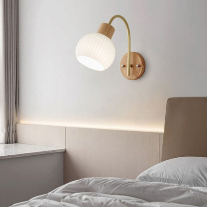 Ball Stripe Acrylic Wood Iron 1-Light Wall Sconce Lamp