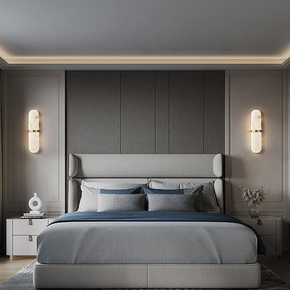 Chinese Marble Copper Cylinder LED Wall Sconce Lamp