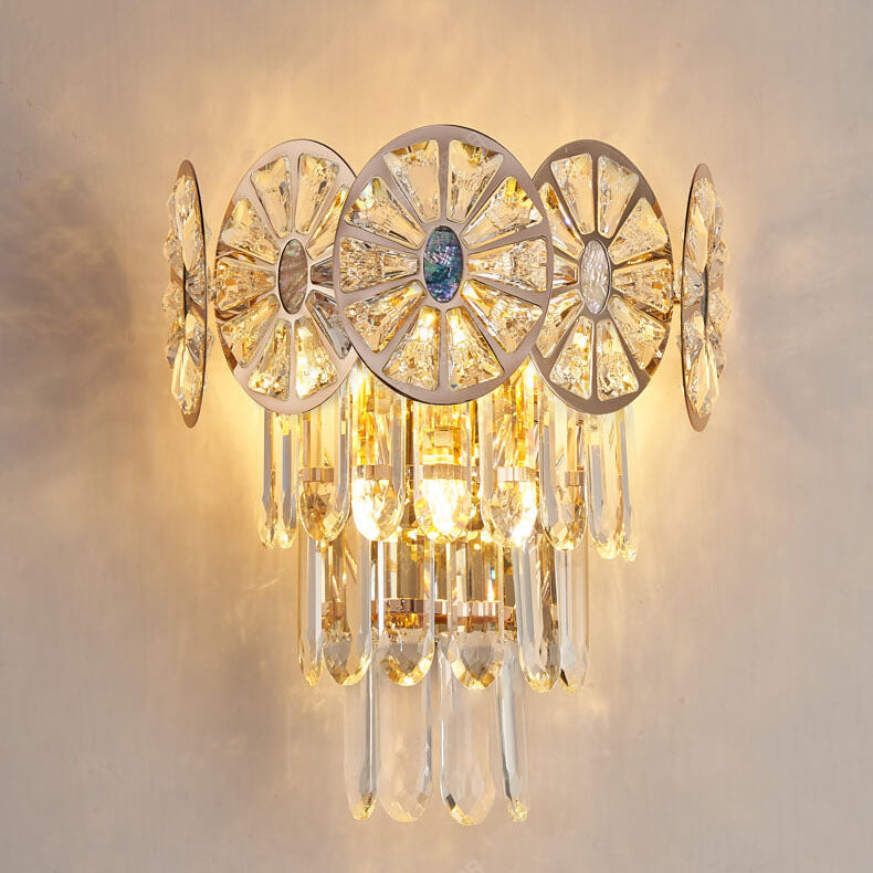 Luxury Rhombus Crystal Shell 3-Light Wall Sconce Lamp