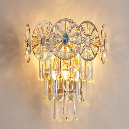 Luxury Rhombus Crystal Shell 3-Light Wall Sconce Lamp