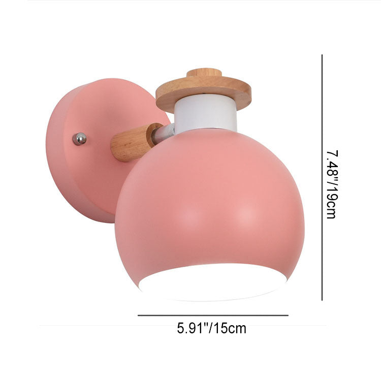 Dome Iron Solid Wood Macaroon 1-Light Wall Sconce Lamp