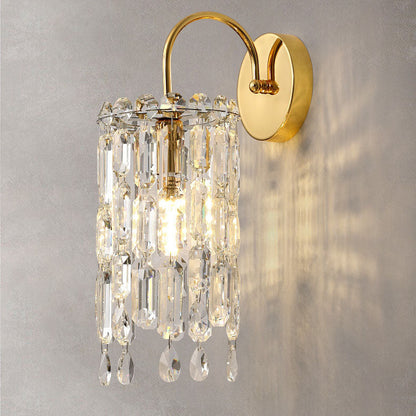 Gold Dazzling Prismatic Crystal 1-Light Wall Sconce Lamp