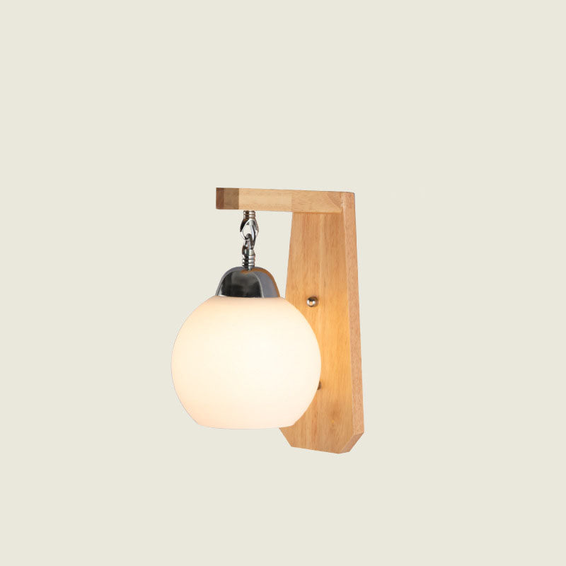 Minimalist Rustic Wooden Glass 1-Light Wall Sconce Lamp
