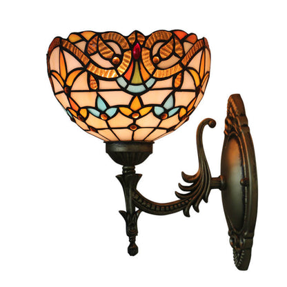 Tiffany Flora Stained Glass 1-Light Wall Sconce Lamp