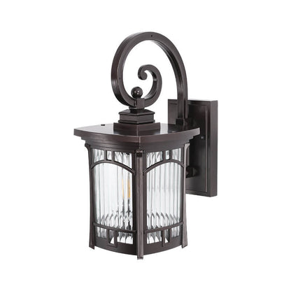 Square Carved 1-Light Outdoor Waterproof Wall Sconce Lamp