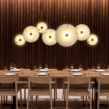 Modern Luxury Round Marble Iron LED Wall Sconce Lamp