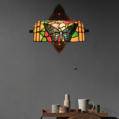 Tiffany Zinc Stained Glass 1-Light Wall Sconce Lamp