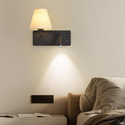 Simplicity Aluminum Fabric Cone 1-Light Wall Sconce Lamp