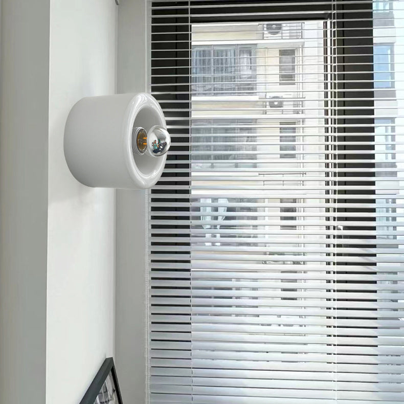 Simplicity Cylinder Iron Glass 1-Light Wall Sconce Lamp