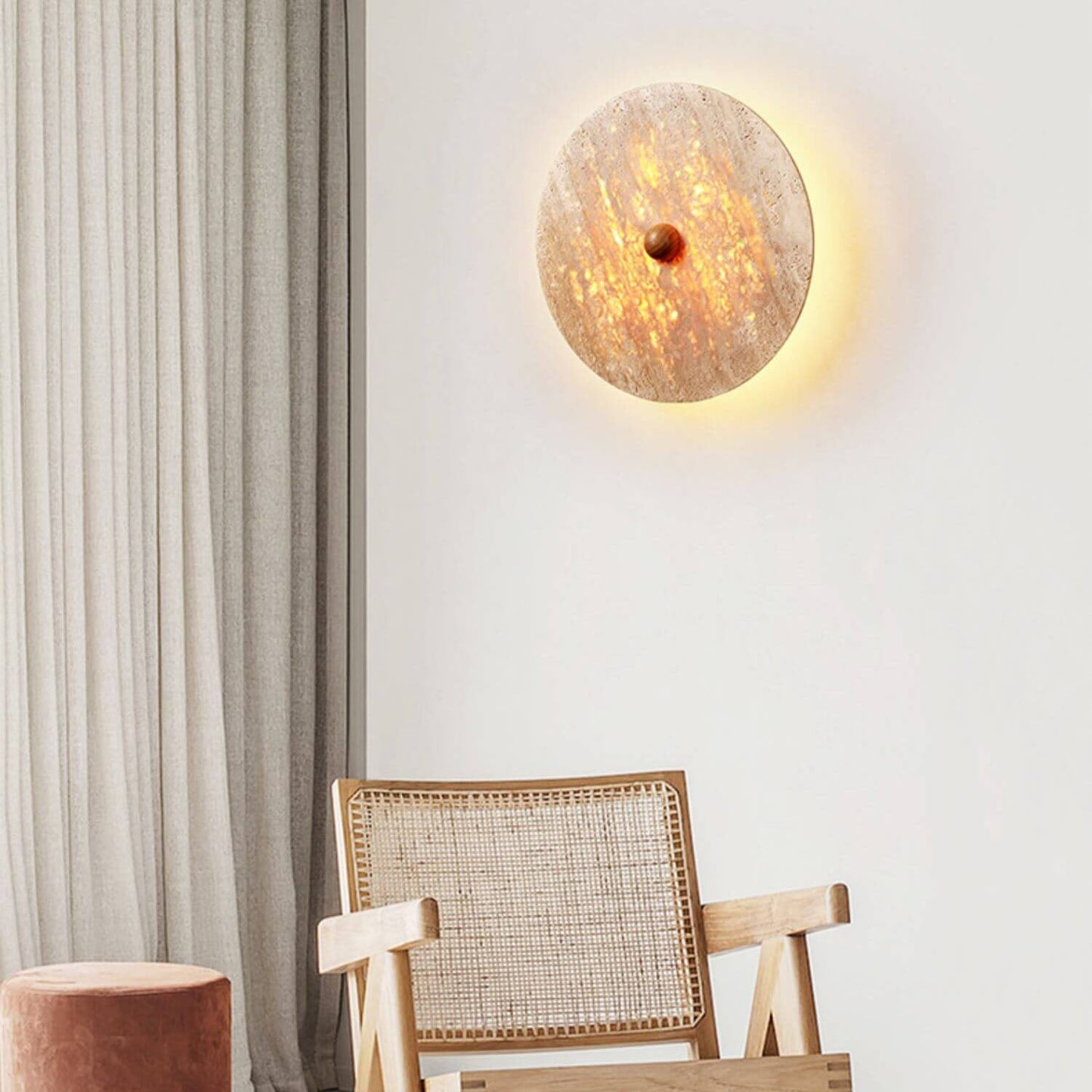 Creative Round Yellow Travertine LED Wall Sconce Lamp