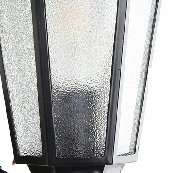 Hexagonal Frosted Glass 1-Light Outdoor Wall Sconce Lamp