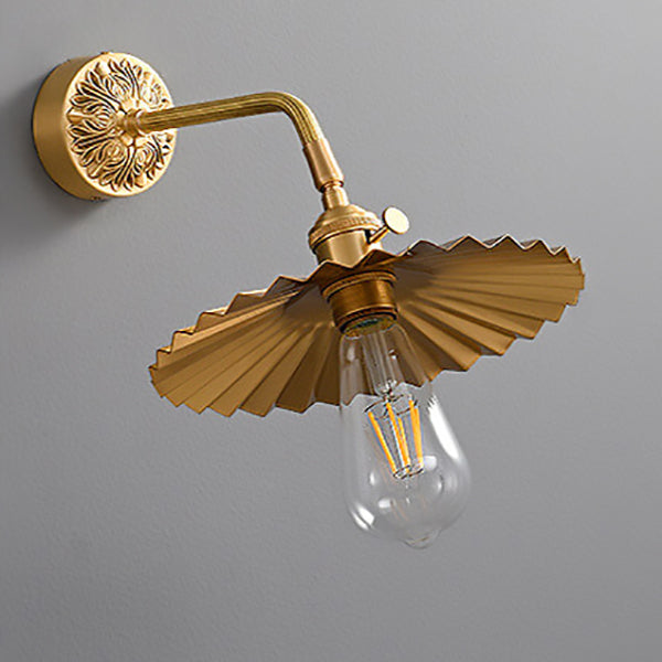 All Copper Round Pleats 1-Light Wall Sconce Lamp