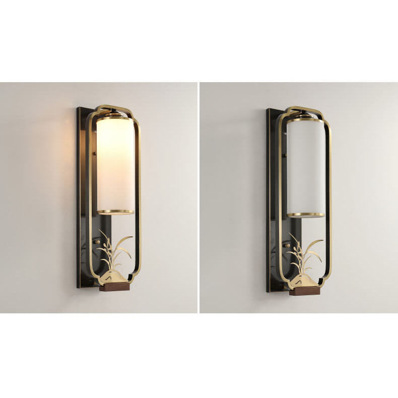 New Copper Glass Column Ring 1-Light Wall Sconce Lamp