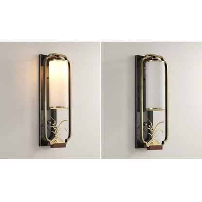 New Copper Glass Column Ring 1-Light Wall Sconce Lamp