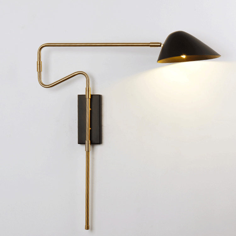Iron With Long Rod Rocker Arm 1-Light Wall Sconce Lamp