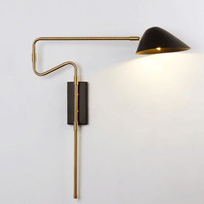 Iron With Long Rod Rocker Arm 1-Light Wall Sconce Lamp