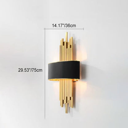 Iron Line Fabric Cylinder Shade 2-Light Wall Sconce Lamp