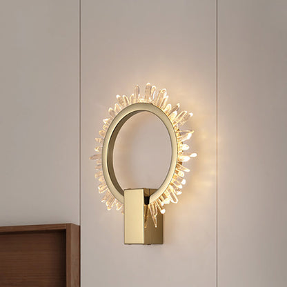 Stainless Crystal Sunflower Design LED Wall Sconce Lamp