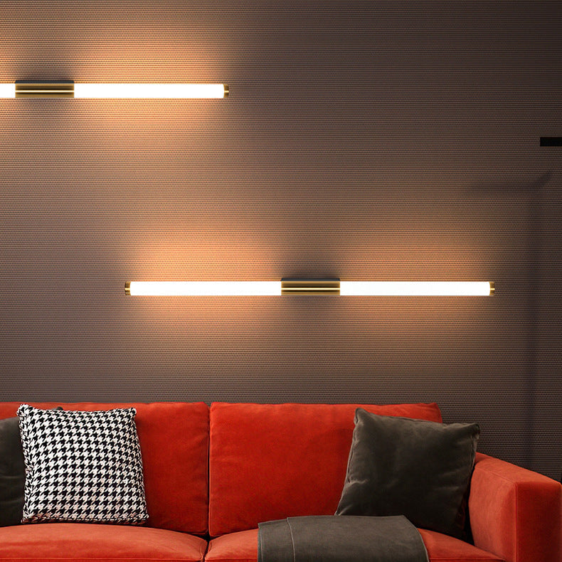 Long Cylinder Rectangle Base Iron PC LED Wall Sconce Lamp