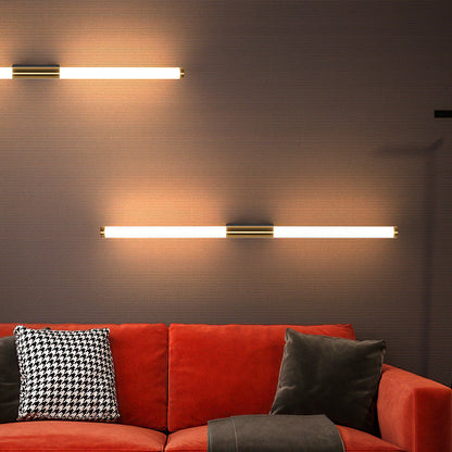 Long Cylinder Rectangle Base Iron PC LED Wall Sconce Lamp