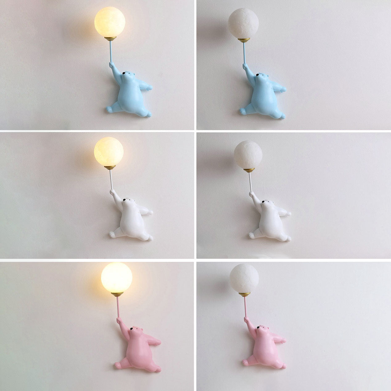 Creative Bear Resin Glass 1-Light Wall Sconce Lamp