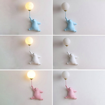 Creative Bear Resin Glass 1-Light Wall Sconce Lamp