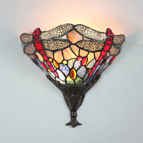 Tiffany Dragonfly Stained Glass 1-Light Wall Sconce Lamp