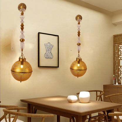Iron Glass Skeletonized Ball 1-Light Wall Sconce Lamp