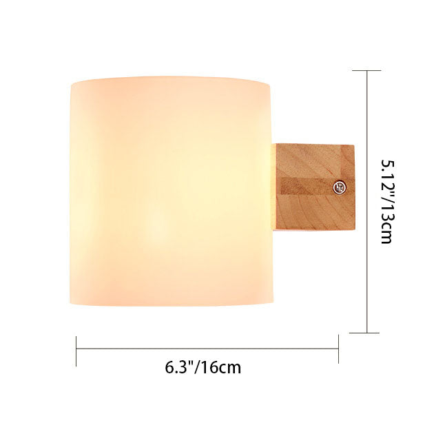 Warm Rubber Wood Glass 1/2 Light Wall Sconce Lamp