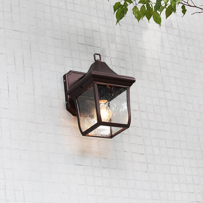Retro Aluminum Alloy Glass 1-Light Outdoor Wall Sconce Lamp