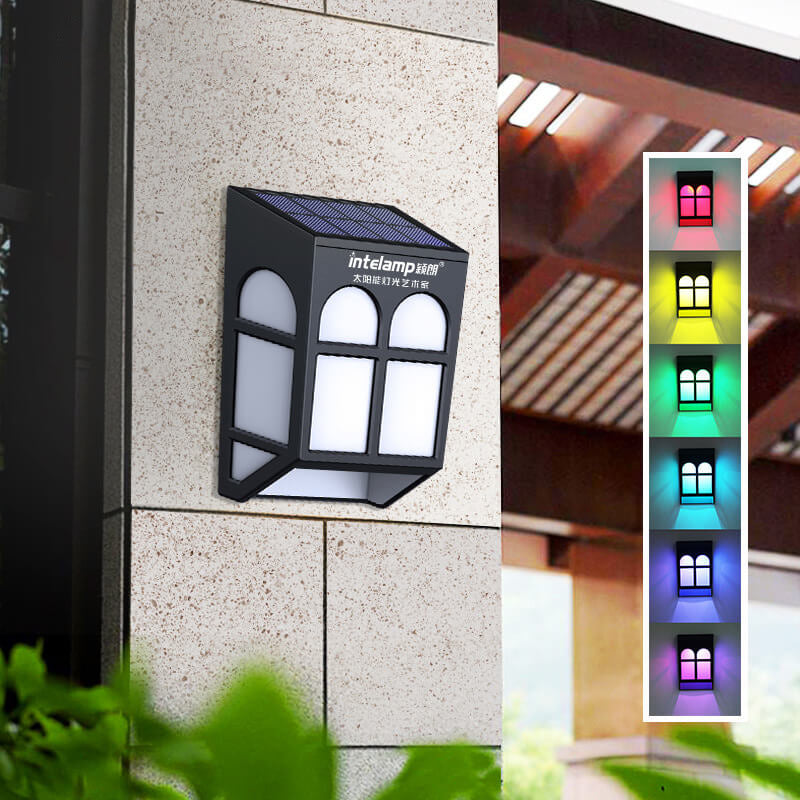Solar Fence Square RGB Color LED Fence Wall Sconce Lamp