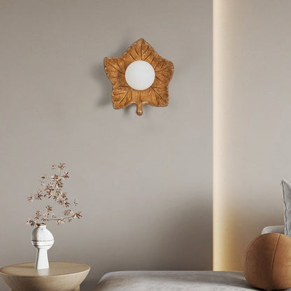 Creative Resin Glass Maple Leaf 1-Light Wall Sconce Lamp