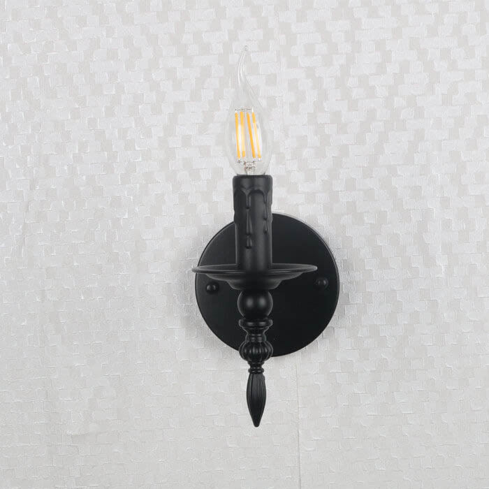 Industrial Minimalist Iron Candle 1-Light Wall Sconce Lamp