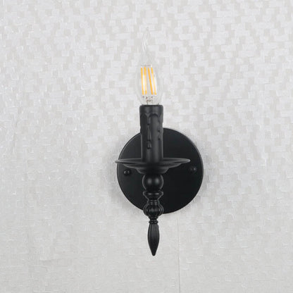 Industrial Minimalist Iron Candle 1-Light Wall Sconce Lamp
