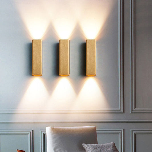 Brushed Aluminum Rectangular Column LED Wall Sconce Lamp