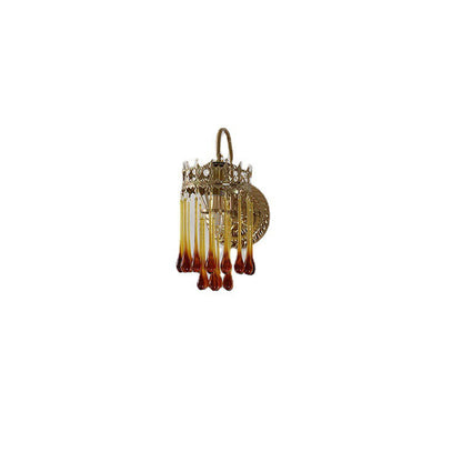 French Brown Water Drop Glass 1-Light Wall Sconce Lamp