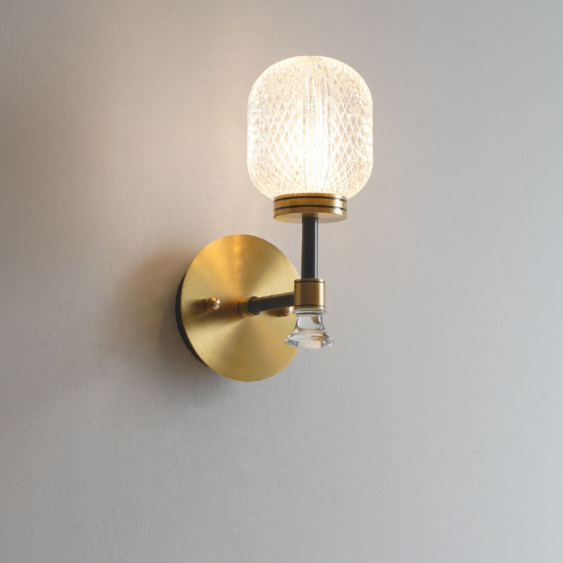 Luxury Glass Oval Copper Base 1-Light Wall Sconce Lamp