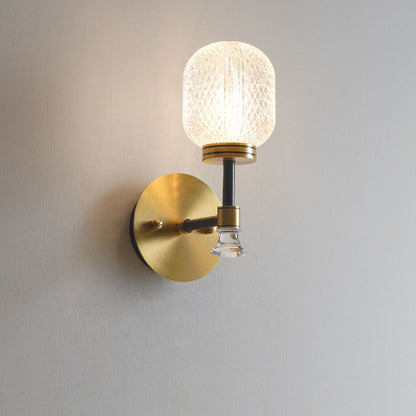 Luxury Glass Oval Copper Base 1-Light Wall Sconce Lamp