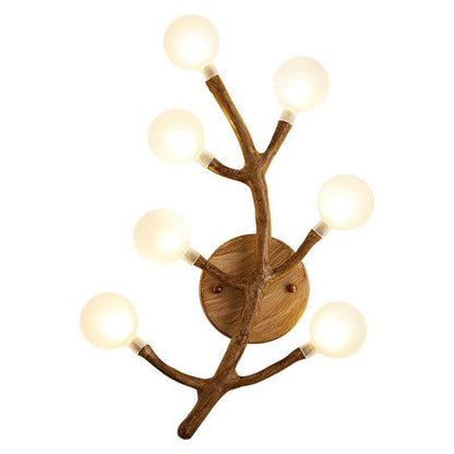 Traditional Tree Fork Resin Glass 7-Light Wall Sconce Lamp