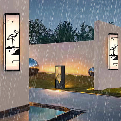Chinese Rectangle Shade LED Waterproof Wall Sconce Lamp