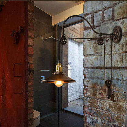 Contemporary Industrial Iron Round 1-Light Wall Sconce Lamp