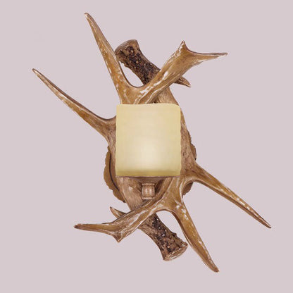 Resin Imitation Antler Glass Shade 1-Light Wall Sconce Lamp