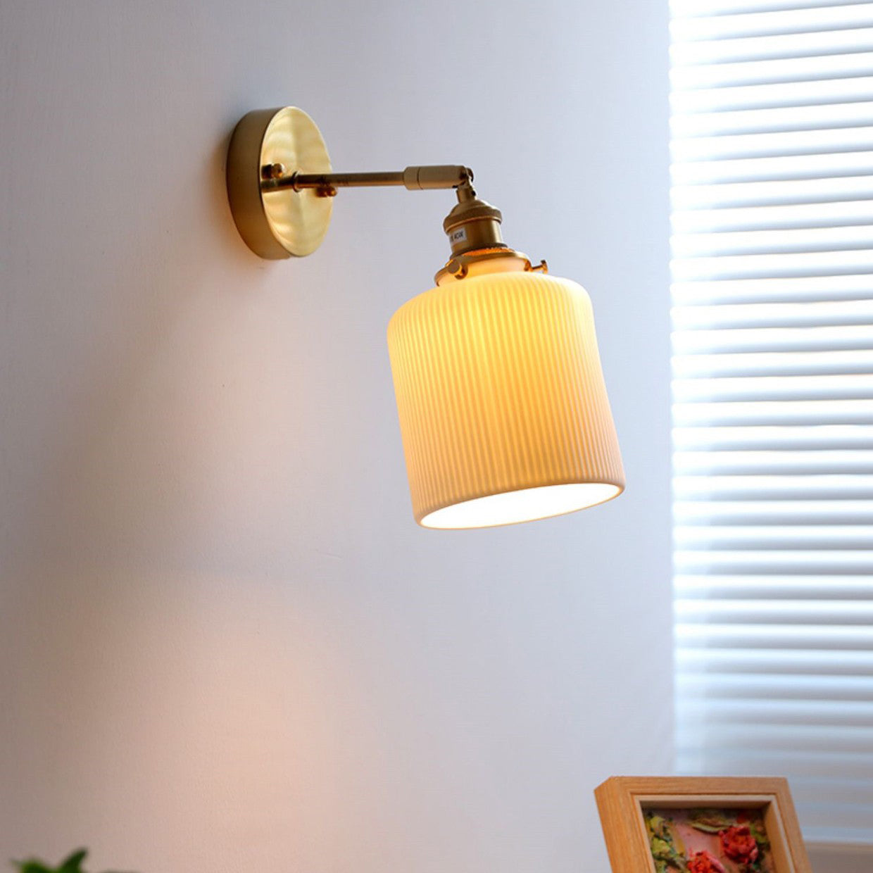 Japanese Semicircular Strip Ball 1-Light Wall Sconce Lamp