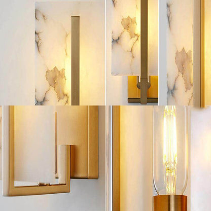 Chinese Marble Copper Square 1-Light Wall Sconce Lamp