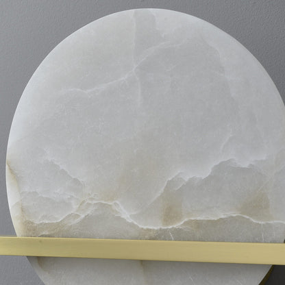 Round Disc Round Marble Copper 1-Light Wall Sconce Lamp