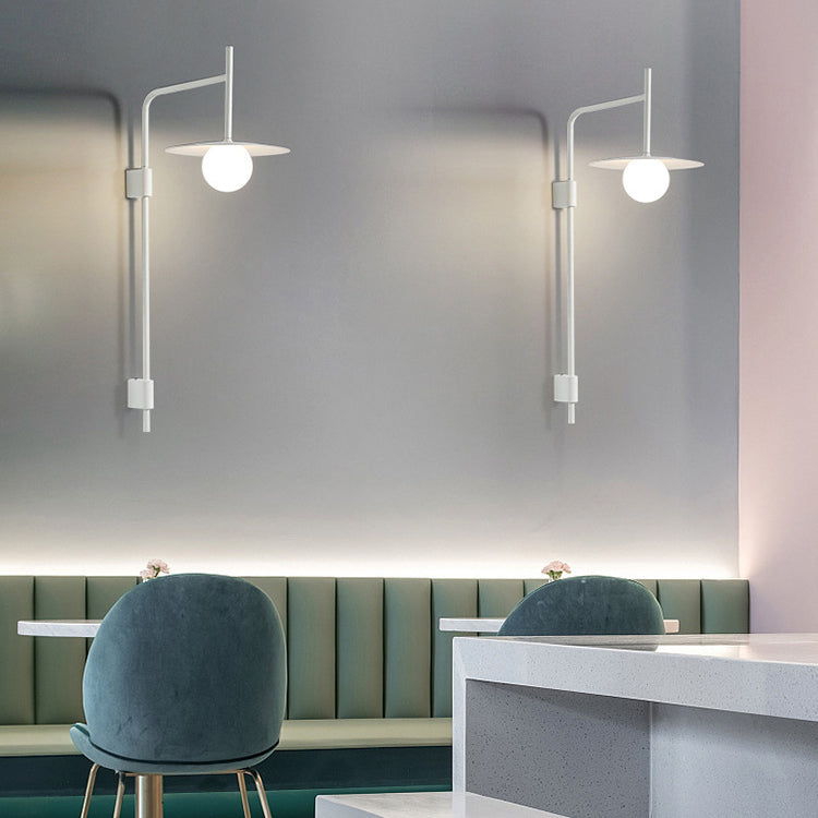 Iron Glass Disc Round Plate 1-Light Wall Sconce Lamp