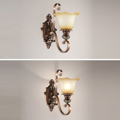 Frosted Flower Shade Iron Resin 1/2 Light Wall Sconce Lamp