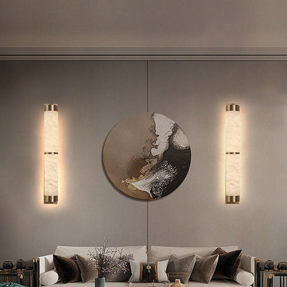 Light Luxury Full Copper Marble Column LED Wall Sconce Lamp